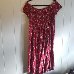 Red floral dress